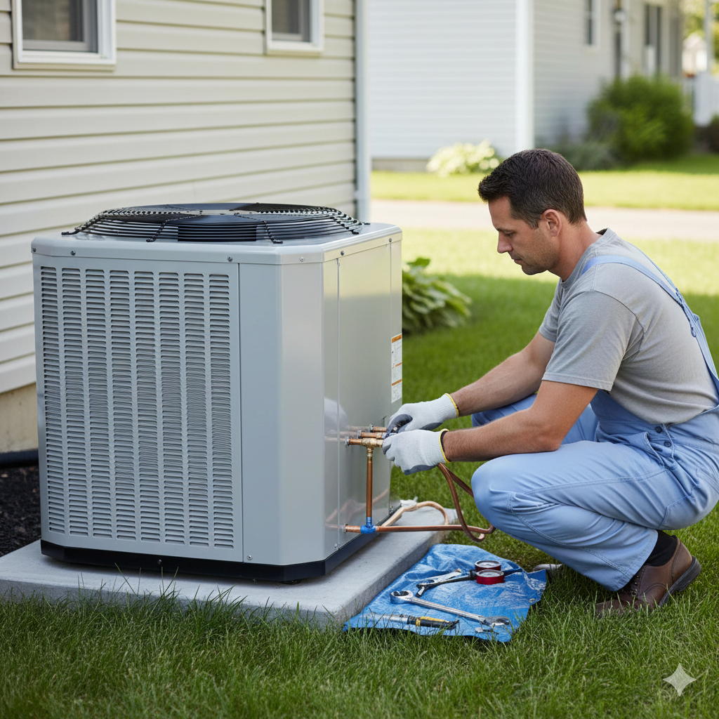 Modern HVAC system installation